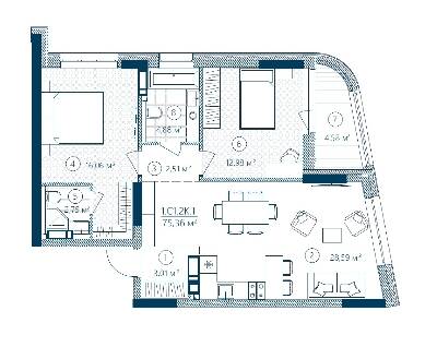 2-комнатная 75.36 м² в ЖК Rusaniv Residence от 39 163 грн/м², Киев