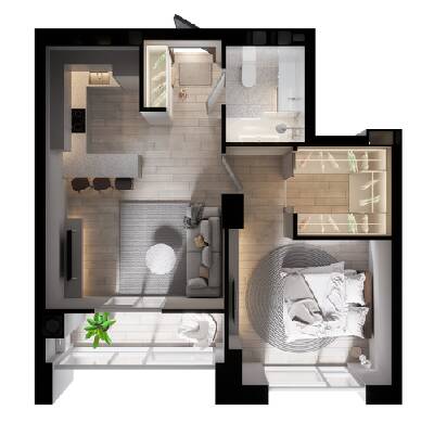1-комнатная 51.58 м² в КД К12 от 25 250 грн/м², Днепр