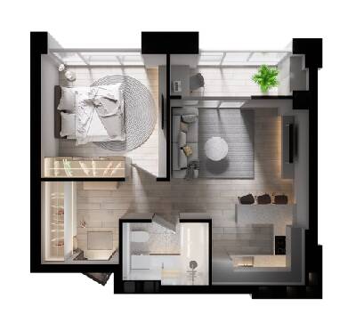 1-комнатная 48.54 м² в КД К12 от 25 250 грн/м², Днепр