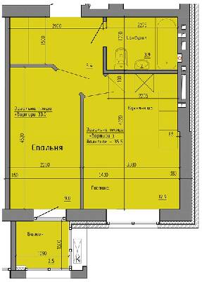 1-комнатная 35.5 м² в ЖК Надеждинский от 22 700 грн/м², Днепр