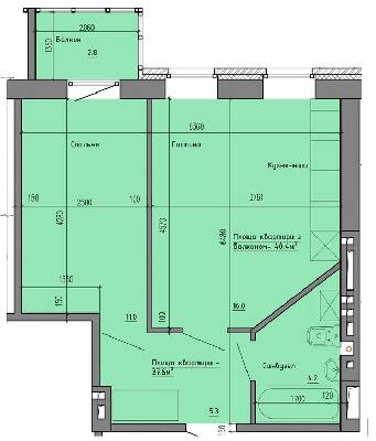 1-комнатная 40.4 м² в ЖК Надеждинский от 23 200 грн/м², Днепр