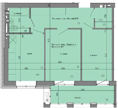 2-комнатная 60.7 м² в ЖК Надеждинский от 31 600 грн/м², Днепр