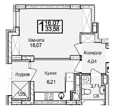 1-кімнатна 33.58 м² в ЖК Леополь Таун від 20 900 грн/м², Львів