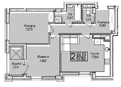 2-комнатная 57.82 м² в ЖК Леополь Таун от 20 000 грн/м², Львов