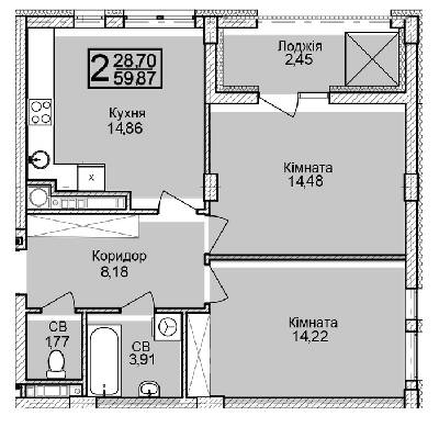 2-комнатная 59.87 м² в ЖК Леополь Таун от 25 900 грн/м², Львов