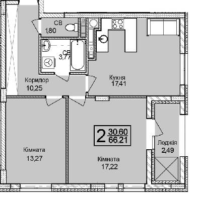 2-комнатная 66.21 м² в ЖК Леополь Таун от 26 000 грн/м², Львов