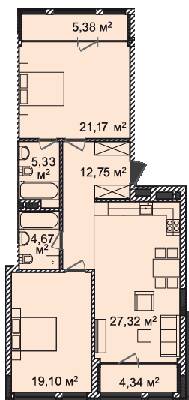 2-кімнатна 100.06 м² в ЖК Montreal House від 51 483 грн/м², Київ
