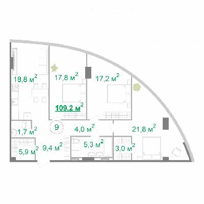 3-комнатная 108.9 м² в МФК Intergal City от 55 860 грн/м², Киев