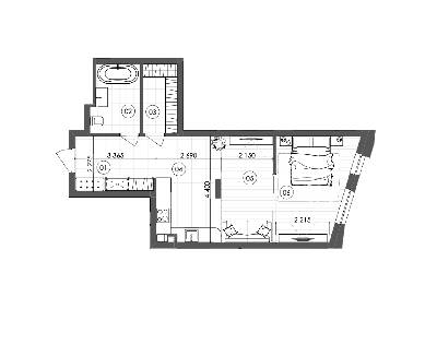 1-комнатная 50.61 м² в ЖК Krauss Gallery от 116 850 грн/м², Киев