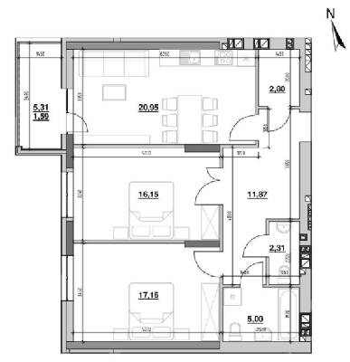 2-комнатная 80.56 м² в ЖК Ріел Сіті от 19 632 грн/м², Львов