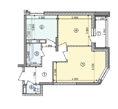 2-комнатная 54.68 м² в ЖК Обериг-2 от 29 462 грн/м², Киев