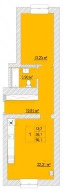 1-комнатная 50.1 м² в ЖК Caramel Residence от 21 000 грн/м², Луцк