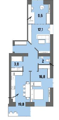 2-кімнатна 72.9 м² в ЖК Dream Town від 21 150 грн/м², Луцьк