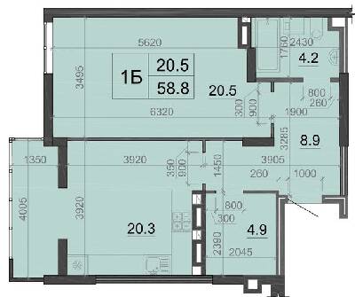 1-комнатная 58.8 м² в ЖК Визави от 19 000 грн/м², Луцк