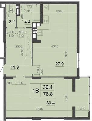 1-комнатная 76.8 м² в ЖК Визави от 19 000 грн/м², Луцк