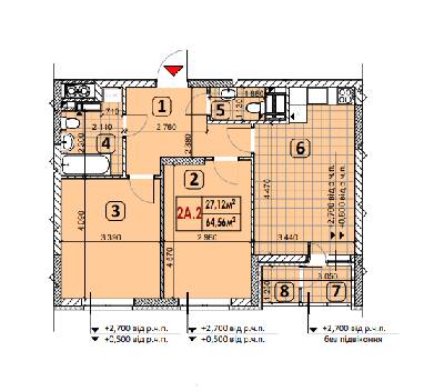 2-кімнатна 64.56 м² в ЖК Причал 8 від 25 450 грн/м², Київ