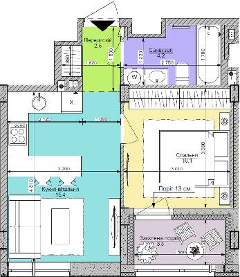 1-комнатная 35.5 м² в ЖК Respublika от 58 250 грн/м², Киев