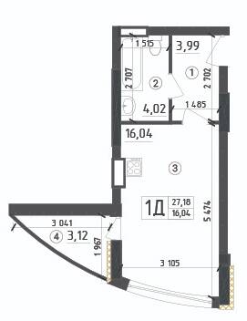 1-кімнатна 27.18 м² в ЖК Aquamarine від 20 950 грн/м², м. Українка