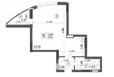 1-кімнатна 43.02 м² в ЖК Aquamarine від 20 950 грн/м², м. Українка