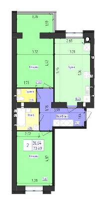 2-комнатная 70.49 м² в ЖК Олимпийский от 17 500 грн/м², Харьков
