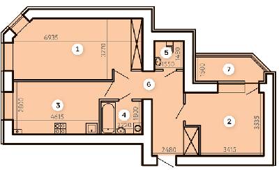 2-кімнатна 69.69 м² в ЖК Kvartal від 19 500 грн/м², Запоріжжя