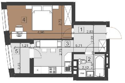 1-кімнатна 35.9 м² в ЖК Парус City від 28 650 грн/м², Львів