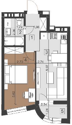 1-кімнатна 41.4 м² в ЖК Парус City від 28 650 грн/м², Львів