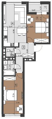 2-кімнатна 70.1 м² в ЖК Парус City від 26 450 грн/м², Львів