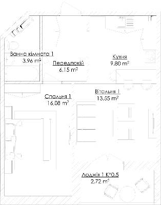 1-кімнатна 52.26 м² в ЖК KANDINSKY Odessa Residence від 70 097 грн/м², Одеса