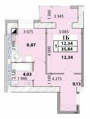 1-комнатная 35.84 м² в ЖК Масаны Лесной от 16 200 грн/м², Чернигов