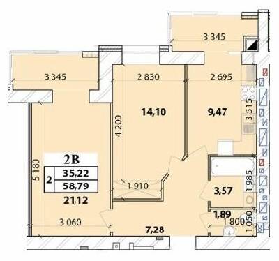 2-комнатная 58.79 м² в ЖК Масаны Лесной от 16 200 грн/м², Чернигов