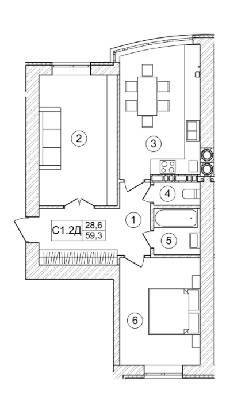 2-комнатная 59.3 м² в ЖК Bavaria City от 22 148 грн/м², с. Крюковщина