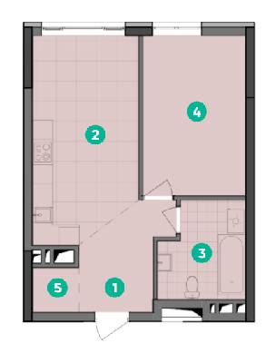 1-кімнатна 48.8 м² в ЖК Dibrova Park від 24 300 грн/м², Київ