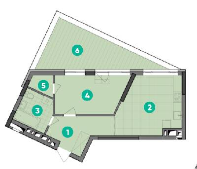 1-кімнатна 53.09 м² в ЖК Dibrova Park від 24 300 грн/м², Київ