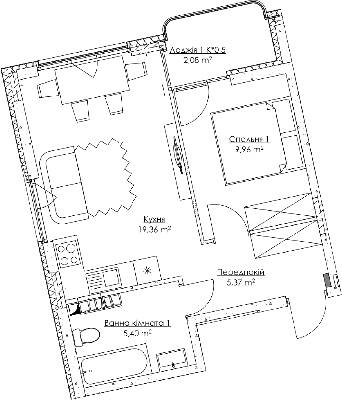 1-кімнатна 42.17 м² в ЖК O2 Residence від 30 518 грн/м², Київ