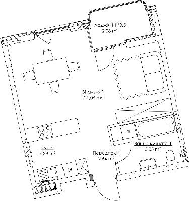 1-кімнатна 39.01 м² в ЖК O2 Residence від 30 104 грн/м², Київ