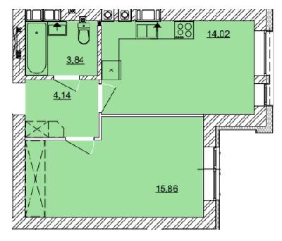 1-кімнатна 37.86 м² в ЖК Найкращий квартал від 26 100 грн/м², м. Ірпінь