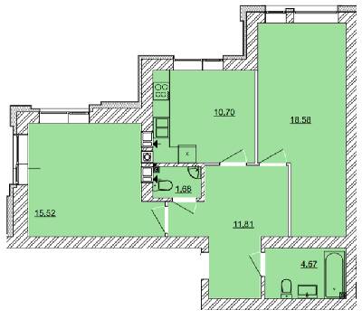 2-кімнатна 62.86 м² в ЖК Найкращий квартал від 17 100 грн/м², м. Ірпінь