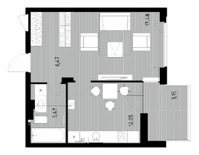 1-кімнатна 44.62 м² в ЖК Wellness Park від 26 000 грн/м², смт Гостомель