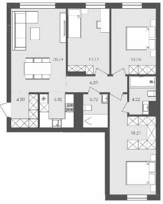 3-кімнатна 86.37 м² в ЖК Avalon Holiday від 18 500 грн/м², с. Сокільники