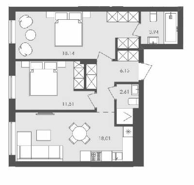 2-кімнатна 60.36 м² в ЖК Avalon Holiday від 20 000 грн/м², с. Сокільники