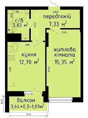 1-кімнатна 40.3 м² в ЖК Авеню 42 від 49 955 грн/м², Київ