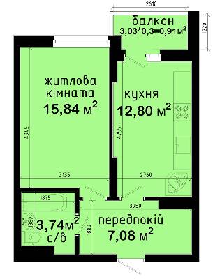 1-кімнатна 40.37 м² в ЖК Авеню 42 від 51 500 грн/м², Київ
