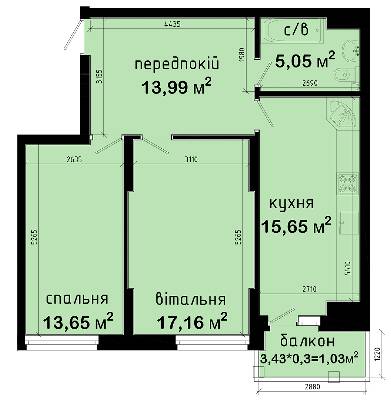 2-кімнатна 66.53 м² в ЖК Авеню 42 від 28 130 грн/м², Київ