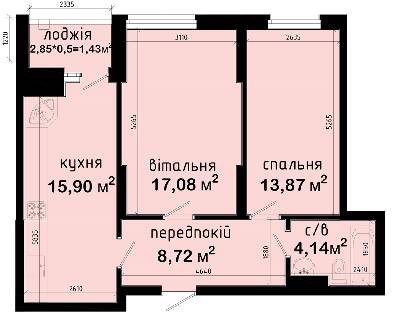 2-кімнатна 61.14 м² в ЖК Авеню 42 від 28 130 грн/м², Київ