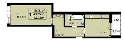 1-кімнатна 42.08 м² в ЖК Q-6 "Quoroom Perfect Town" від 31 050 грн/м², Львів