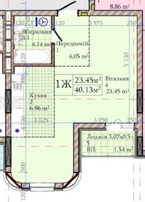 1-кімнатна 39.6 м² в ЖК 044 від 51 300 грн/м², Київ