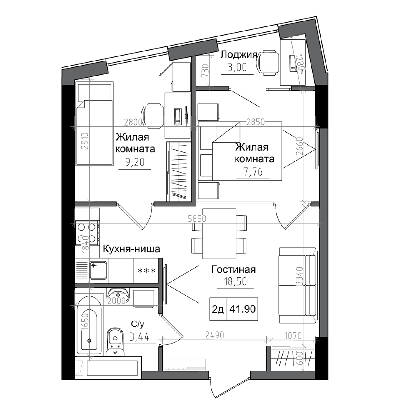 2-кімнатна 41.9 м² в ЖМ ARTVILLE від 17 500 грн/м², смт Авангард