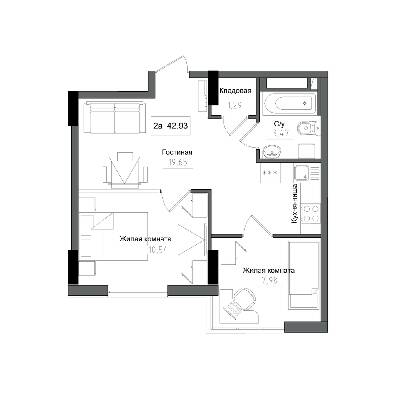 2-кімнатна 42.93 м² в ЖМ ARTVILLE від 22 350 грн/м², смт Авангард