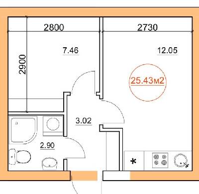 1-кімнатна 25.43 м² в ЖК Петрівський від 19 050 грн/м², с. Святопетрівське